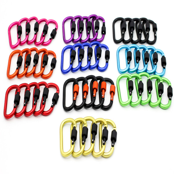 Bold 8CM Locking Type D Shaped Carabiner Buckle Hanging 8 Color Aluminum Alloy Perdants Hook Clips