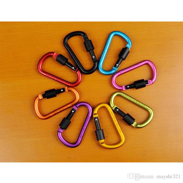 Outdoor Climbing Carabiner 8CM D-shaped Aluminium Alloy Carabiner Keychain Hanging Hook Backpacking Buckle for mountaineering camping