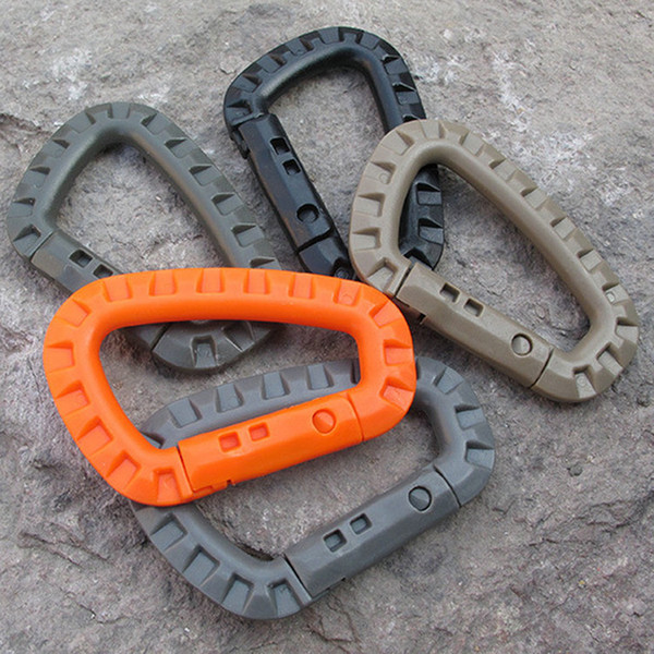 D Shape 200LB Mountaineering Buckle Snap Clip Plastic Steel Climbing EDC Backpack Buckle Hook Carabiner D-Ring lock Tactical Molle Quickdraw