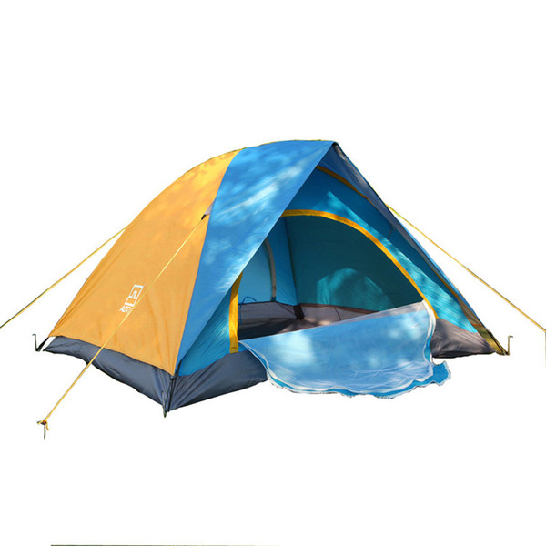 2 Persons Camping Tent Double Layers Two Doors Waterproof Hiking Fishing Beach Tent Outdoor Random Color