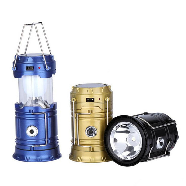 New Outdoor Collapsible Solar Lanterns Camping Lantern Flashlight Portable Solar Lamps Tent Light USB Rechargeable Emergency Light