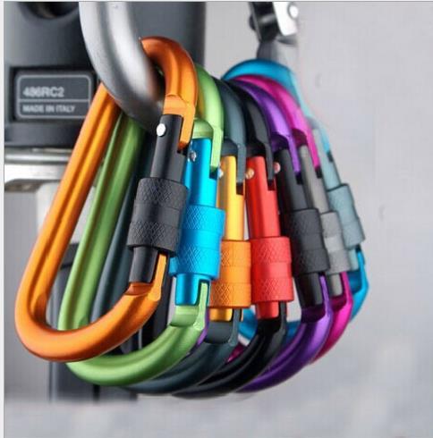 Hot Outdoor Safe Buckle Aluminum Alloy D Shape Climbing Button Carabiner Snap Clip Hook Keychain Keyring Carabiners Camping Hiking Hot Sale