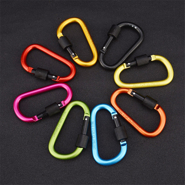 Carabiner Locking Keyrings Key Chain Outdoor Sports D Shape Camp Hook Keychain Hiking Aluminum Backpack Buckle Mountaineering Carabiner