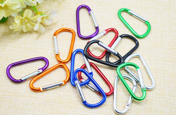 Wholesale--5cm D shaped Aluminium alloy carabiner key ring for outdoor 500pcs/lot Free shipping