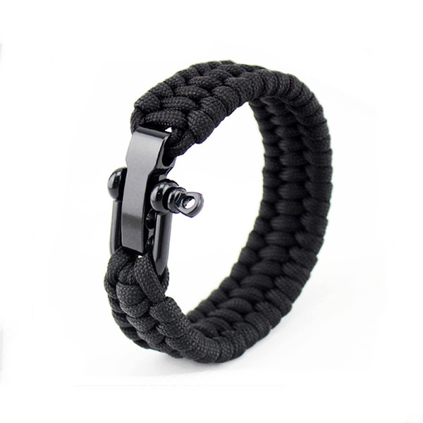 Umbrella rope woven stainless steel bracelet adjustable steel buckle camping survival three strands