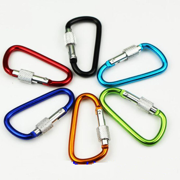 6.4g Locking Carabiners Screw Lock Hook Buckle Padlock for Hiking Camping Outdoor climbing button carabiner D Shape hooks 4.3mm*56mm