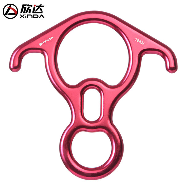 XINDA outdoor aluminum alloy Rock Climbing 8 word ring 50KN Ox Horn Hoop Abseiling Device downhill Slow Down Descender