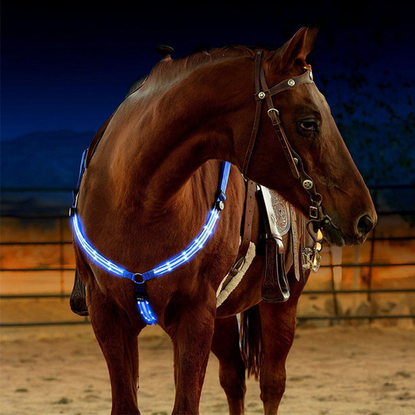 Outdoor Horse Breastplate Dual LED Horse Harness Nylon Night Visible Horse Riding Equipment Racing Equitation Cheval Belt