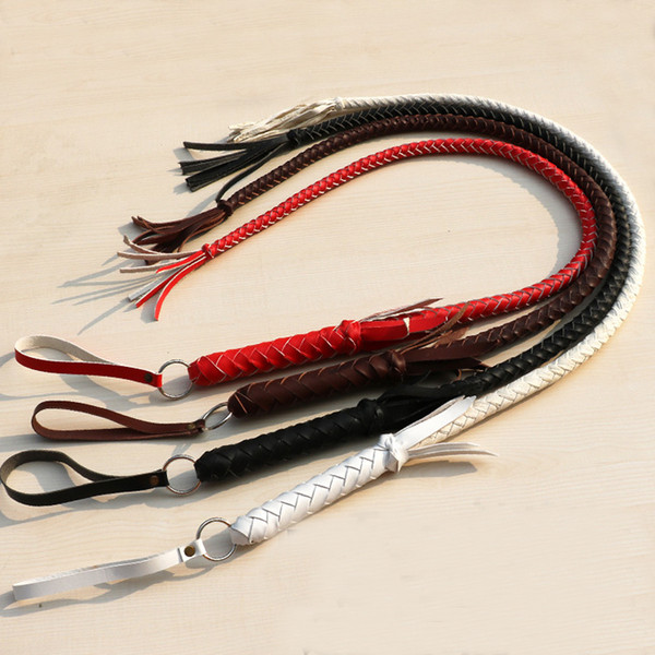 70cm/80cm/90cm Paardensport Hand Made Braided Riding Horse Whip Racing Genuine Bull Leather Equestrian Flogger Riding Whips