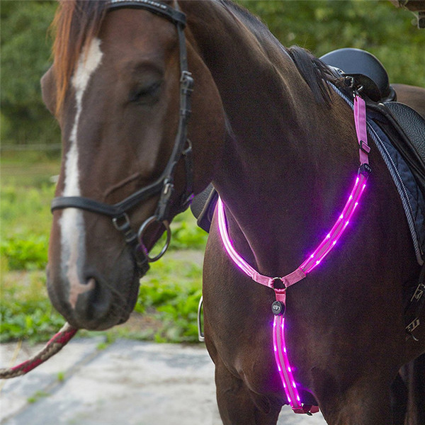 USB Rechargeable LED Horse Breastplate Horse Harness Night Visible Equipment Horse Riding Equitation Cheval Paardensport F