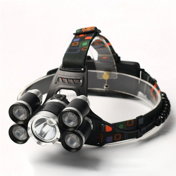 1pc CREE T6 & 4pcs XPE LED Headlamp Aluminum Alloy Lamps head Waterproof Headlight 6000lm High Bright Camping Lamp with Batteries & Charger