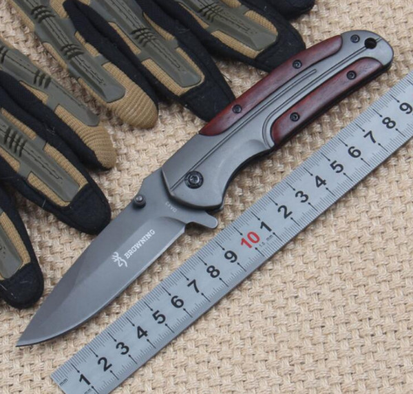 Wholesale Browning DA43 Folding Pocket Knife 3Cr13MOV Blade redwood Handle Hunting Survival Tactical Outdoor Camping Knife EDC Tools knives