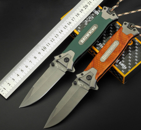 Wholesale BROWNING 364 Folding Blade Pocket Knife Orange Wood or Green G10 Handle Survival Tactical Knife Camping Hunting Knives