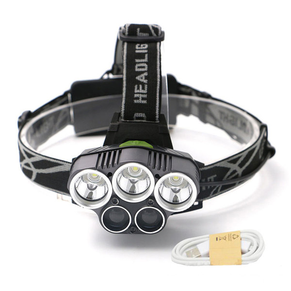 3pcs CREE T6 & 2pcs XPE LED Headlamp Aluminum Alloy Lamp head Waterproof Headlight 6000lm High Bright Camping Lamp with Batteries & Charger