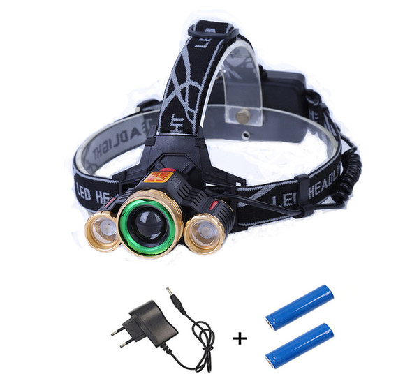 XM-L T6 LED Camping Headlight T6+2*Q5 LED Headlamp Adjustable Head Lights USB Rechargeable Hunting Torch Lamp