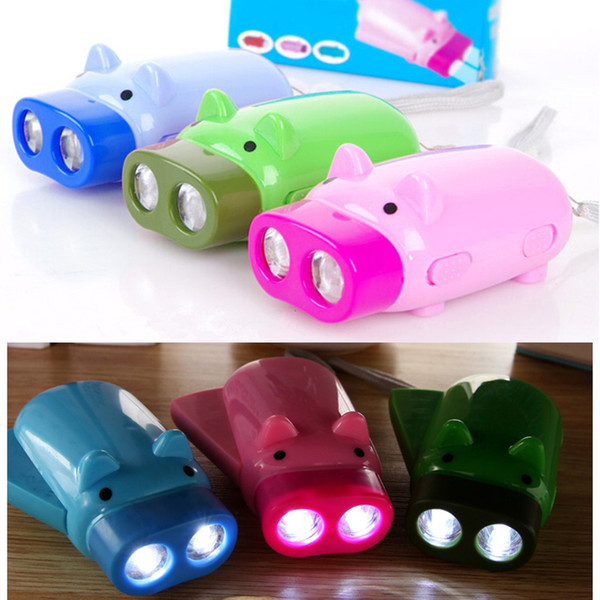 Mini LED Flashlight Hand Pressure Self-generating Mini Flashlight Wind-up Dynamo Torch Lamp Portable Cute Pocket Lamp for Kids Gift