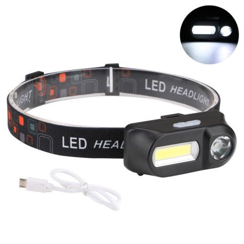 Mini Waterproof XPE COB LED 6-mode Headlight Headlamp USB Rechargeable 18650 Battery Head Light Lamp Flashlight for Outdoor