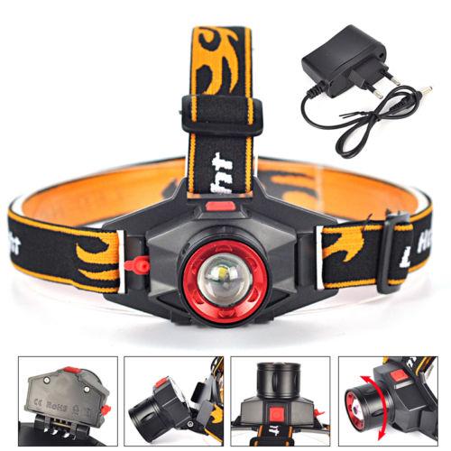 Rechargeable XPE Q5 LED Zoom Headlamp Headlight 1000lumens 3 Modes Head Light Torch Lamp Built-in Lithium Battery Headlight + Charger