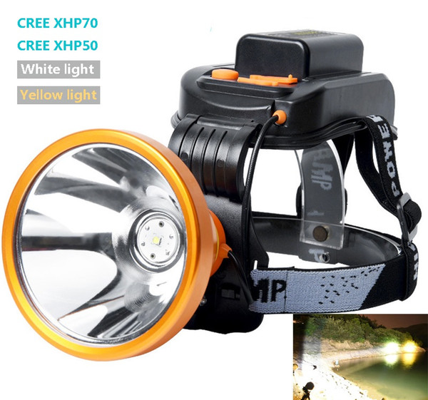 Hunting Headlamp Headlight XHP70 XHP50 LED High Power Head Lamp White Yellow Light USB Rechargeable Built-in Battery Fishing Lamp Waterproof