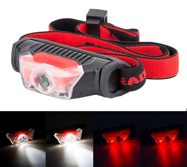 Mini Head Lamp 4 Modes Waterproof 1*XPE White+2*LED Red Flashlight Headlight Headlamp Torch Lanterna with Headband Use AA for Camping Hiking