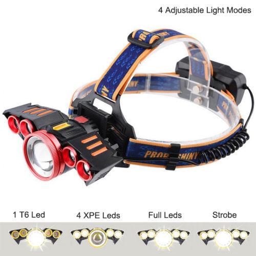 2000Lumens Sensor T6 LED Headlamp 4 Light Modes USB Rechargeable Headlight Warning Light 30W Fishing Hunting Induction Head Lamp Torch