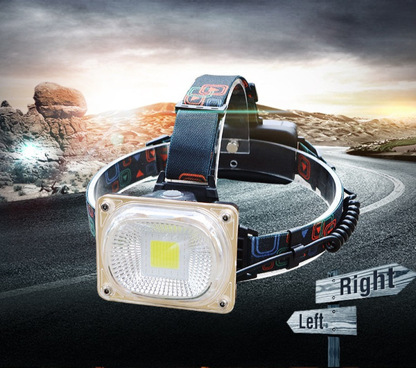 COB USB Rechargeable Headlight Headlamp 3 Modes Adjustable LED Head Lamp Waterproof Torch Safety Warning Light By 18650 Battery For Outdoor