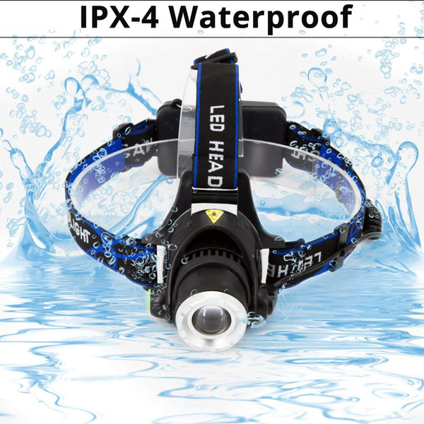 Waterproof L2 LED Headlamp Hunting Headlight 3000 Lumens Zoom Head Torch Lamp Rechargeable 3.5mm USB Cable AC Charger Flashlight Car Charger