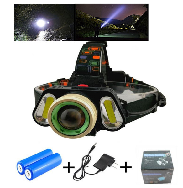 XML T6 LED Headlamp Headlight with Battery Charger Zoom Rechargeable Head Lamp Torch for Outdoor Hunting Camping Free DHL