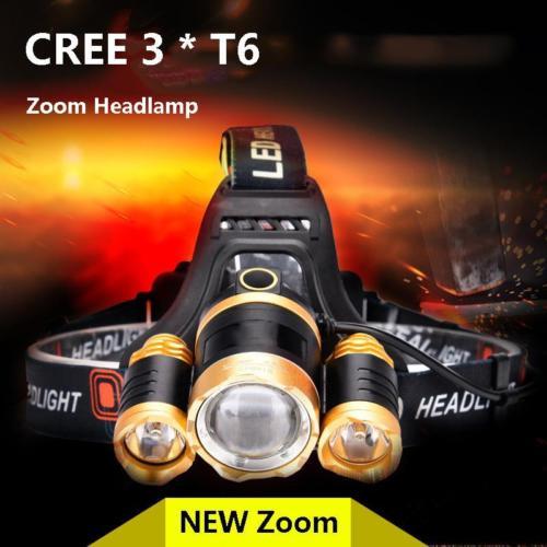 Free DHL XM-L T6 LED Headlamp Zoom Rechargeable Headlight Head Lamp Waterproof Outdoor Camping Torch Light