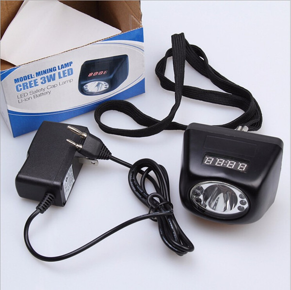 3W LED 18HOURS 4500-10000LUX Mine Headlamp LCD Digital Display Cap Lamp Lights Mining head light With Charger