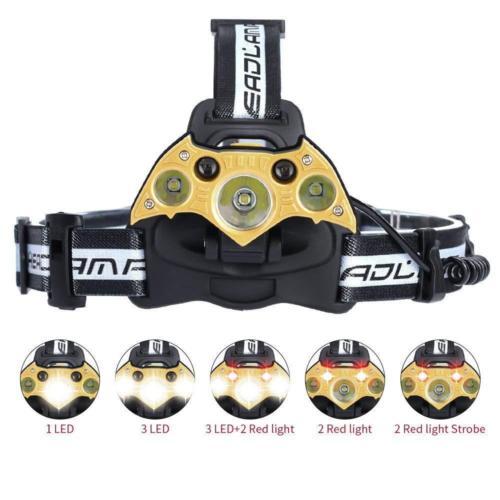 Super Bright 5LED 3T6 Headlamp High Power 6Modes USB Charging Headlights Adjustable Portable Camping Hunting Head Lamp Torch Waterproof