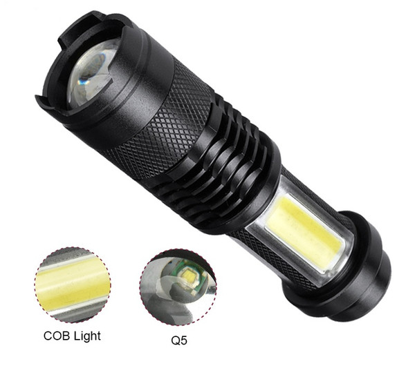 Portable Q5 +COB Mini LED Flashlight 3800LM Zoom LED Torch penlight Use AA 14500 Battery Waterproof Lighting lantern