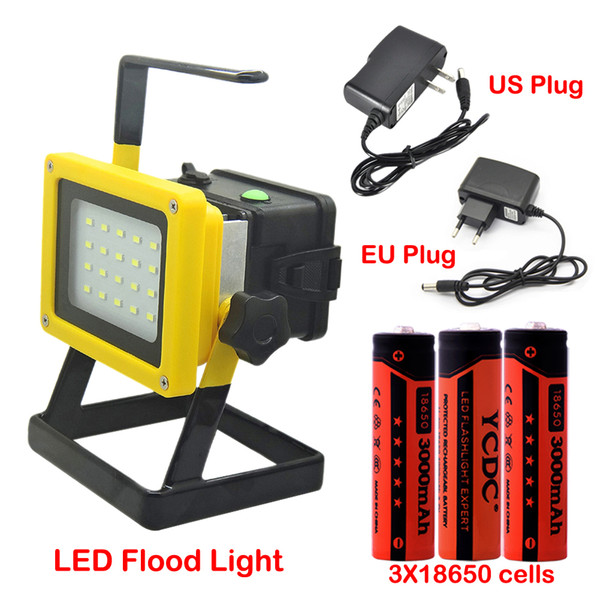 30W Rechargeable Portable Flood Light Cordless 20LED Work Lamp Floodlight Spotlight Outdoor Emergency Appliance Lamp with Battery Charger