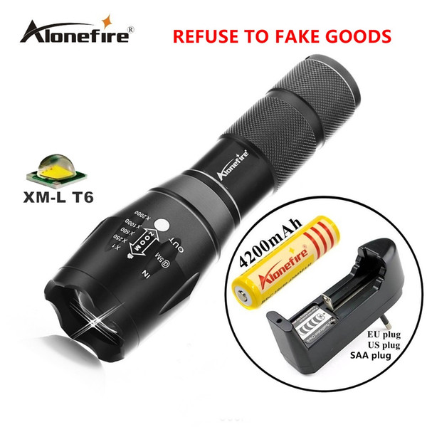 G700 E17 Cree XM-L T6 focus adjustable 5modes Outdoor camping tactical led flashlight torch lamp+1 x 18650+charger