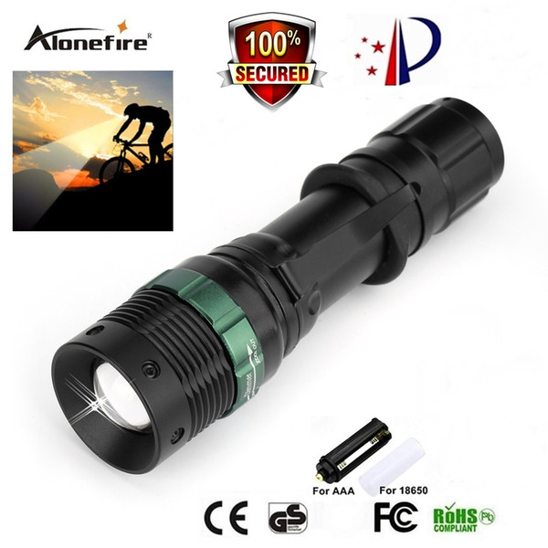 AloneFire CREE Q5 LED Zoomable Led flashlight with portable Led flashlight 1x 18650 battery