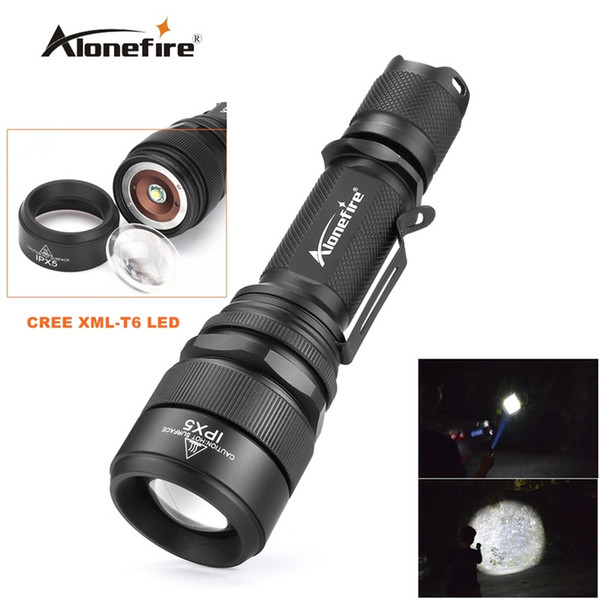 Alonefire G910 CREE XM-L T6 LED 5mode actical Zoomable SB Flashlight Torch light for 1X18650 Rechargeable Battery