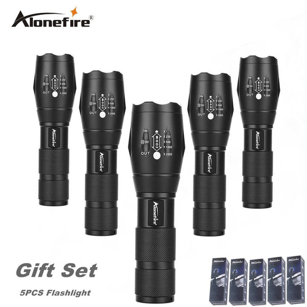 AloneFire G700 E17 5pcs Ultra Bright CREE XML-T6 L2 U3 zoom LED Flashlight 5 Modes 3800 Lumens Zoomable LED Torch gift set