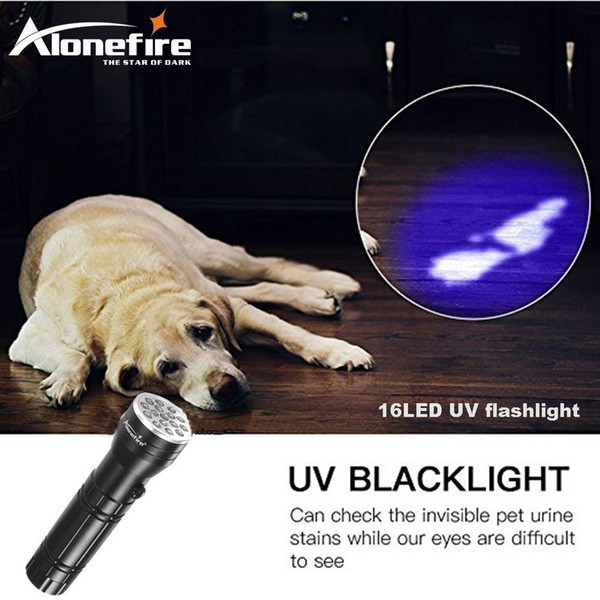 AloneFire 16 LED UV Flashlight 395 nm UV Ultraviolet Silver Flashlight Portable UV Flashlight Violet Light