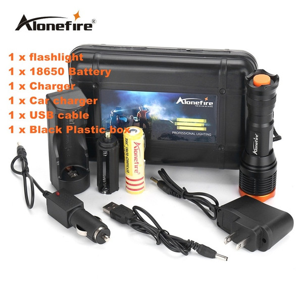 Alonefire SK80 CREE XM-L T6 LED 5mode Zoomable USB Mountaineer led Flashlight Torch light with 1x18650 Battery and charger