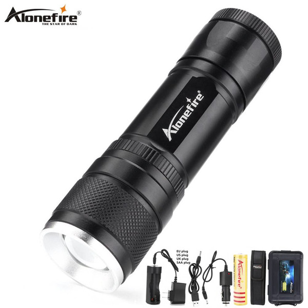 Alonefire H220 CREE XM-L T6 LED 5Mode Zoomable USB Flashlight light Tactical hunting mountaineering expeditions search and rescue torch26650