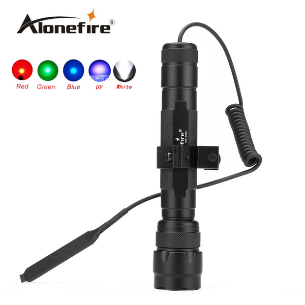 ALONEFIRE 502C 1set LED Tactical Hunting Search and rescue Climbing expedition flashlight with gun scope mounts and remote pressure switch