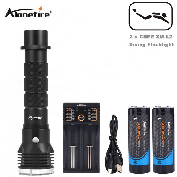 AloneFire DV33 3x Dive XML L2 LED 26650 torch light waterproof dive Lamp Tactical Hunting Search and rescue Climbing expedition flashlight