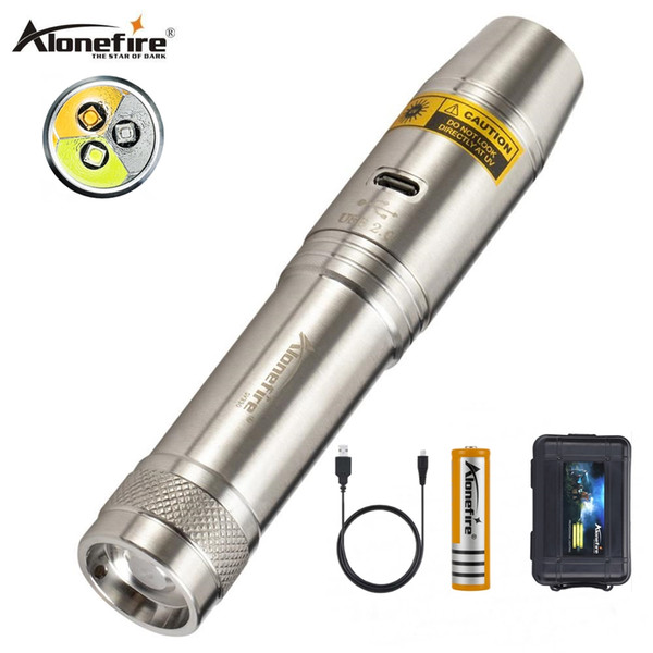 AloneFire SV330 Jade Flashlight USB Rechargeable UV LED 365nm Ultraviolet Torch for jewelry amber Money passport Detection Light