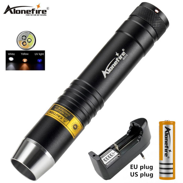 AloneFire SV370 Ultraviolet 365nm UV White Yellow 3 LEDs Light Source Flashlight lamp for Jade Jewelry Identification Detection Light Lamp