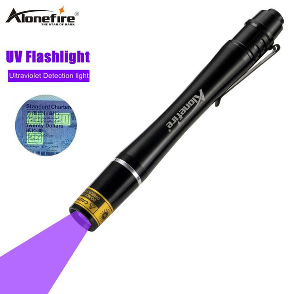 AloneFire SV350 Pen Flashlight 395nm UV Lighting Mini Currency Detector Test the animals' urine and blood Identity document passport