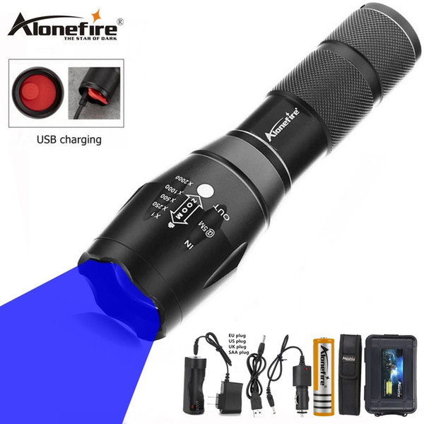 Alonefire G700-C usb charging Blue LED Power Flashlight head light Best For Camping, fishing Mountain climbing adventure Search and rescue