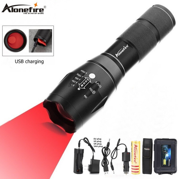 Alonefire G700-C Red Zoom Flashlight LED Hunting Light Aluminum Self Defense Tactical Flashlight Mountain climb adventure Search and rescue