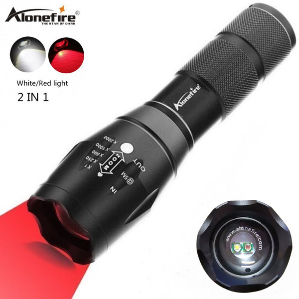 Alonefire G700-WR White+red light super bright led Zoomable Tactical hunting Hiking mountaineer adventure Search and rescue 18650 battery