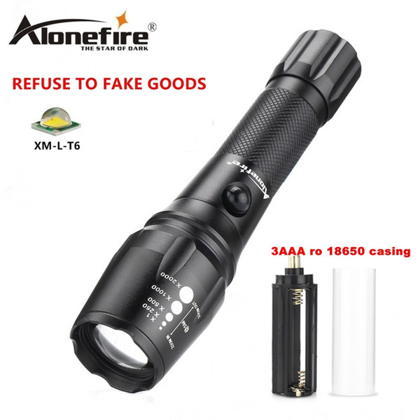 Alonefire G900 CREE XML-T6 LED Aluminum Waterproof Zoomable Flashlight Torch light Self Defense 18650 Battery