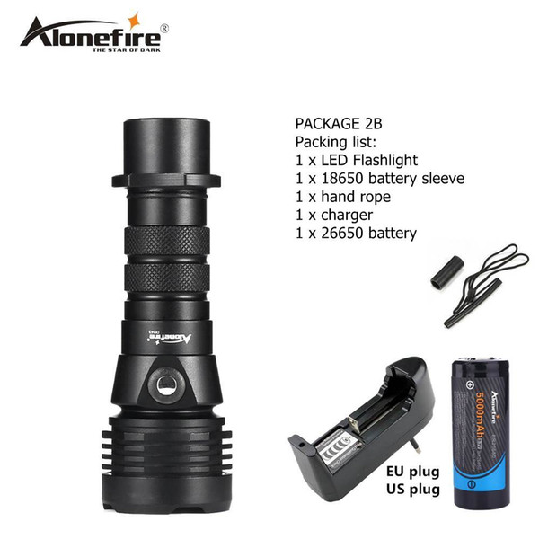 AloneFire DV43 Super BrightnessWhite Light L2 Diving Flashlight Tactical hunting Professional Fill light Outdoor Travel Hike Exercise 26650